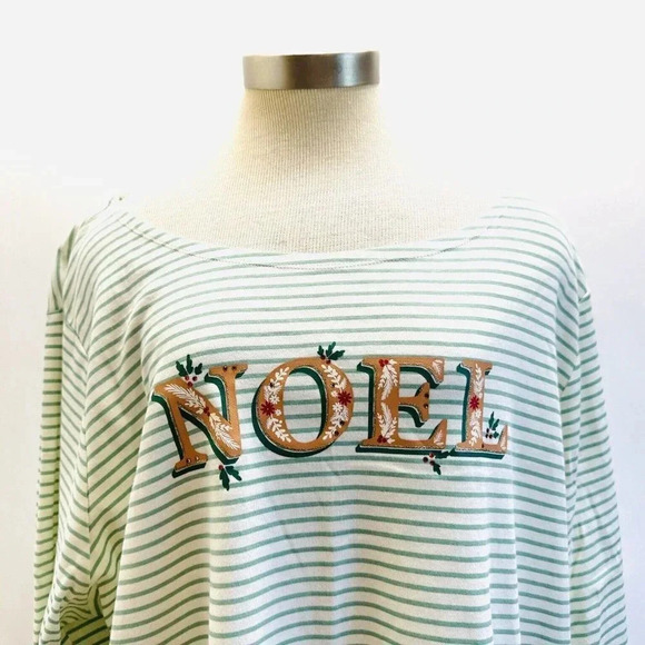 NWT CROFT & BARROW Women Long Sleeve Pullover Striped The Classic Tee Top Sz 2X - Picture 2 of 7